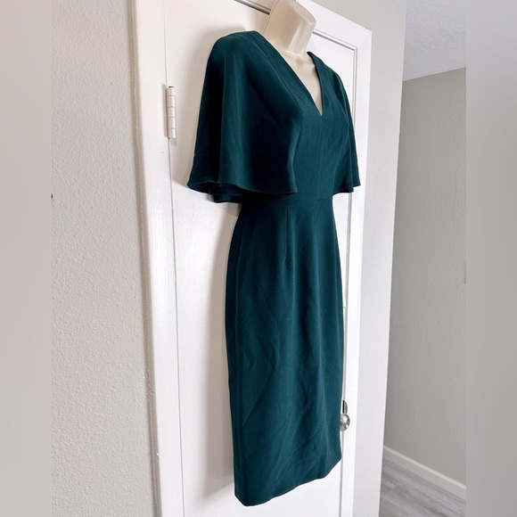 DRESS THE POPULATION Louisa Flutter-Sleeve Midi Dress Womens XS Party Dressy NWT - Picture 11 of 14